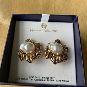 House of Harlow 1960 Gold and Pearl Earrings